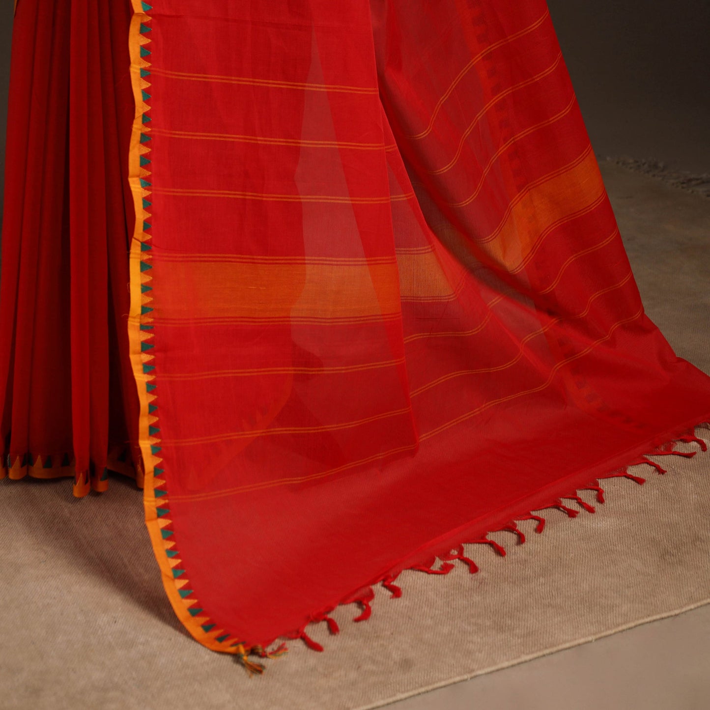Red - kandangi chettinad cotton saree with border 87