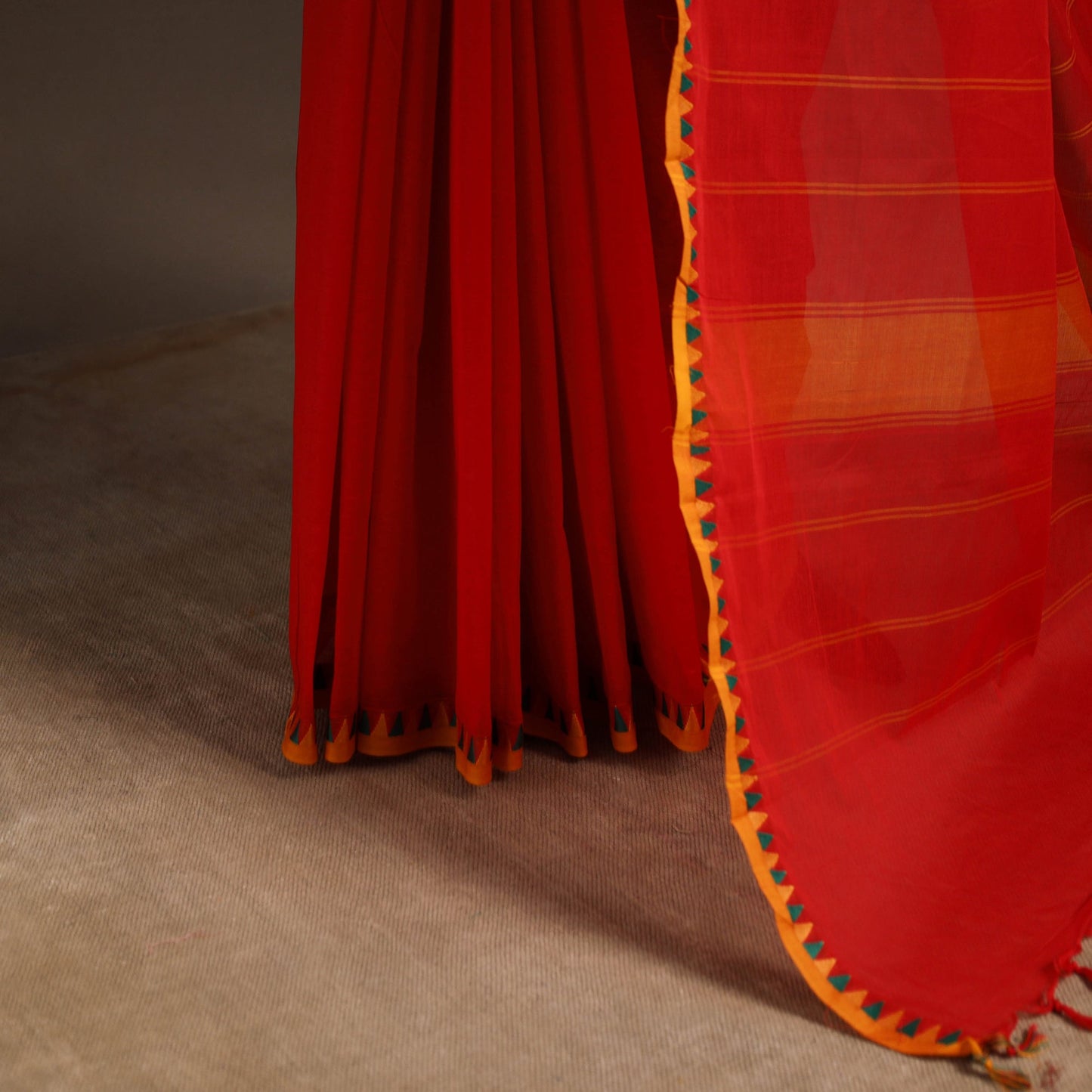 Red - kandangi chettinad cotton saree with border 87