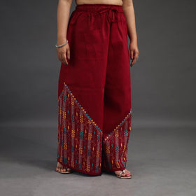 Red - kantha hand embroidery palazzo in cotton 26