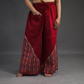 Buy Red Kantha Hand Embroidery Palazzo in Cotton