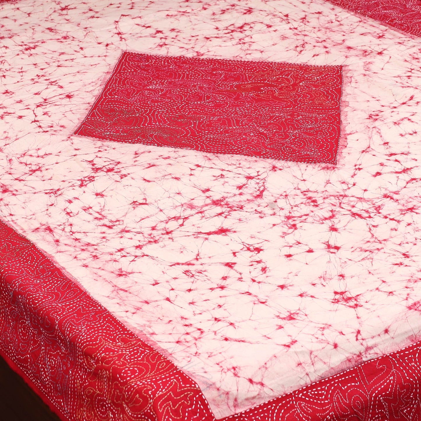 Kantha handwork cotton single hand batik bed sheet 10