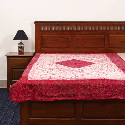 Kantha handwork cotton single hand batik bed sheet 10