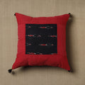 Buy Red Kantha Stitch Ikat Cotton Cushion Cover (16 x 16 in) 08