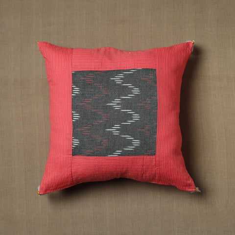 Red - Kantha Stitch Ikat Cotton Cushion Cover (16 x 16 in) 23