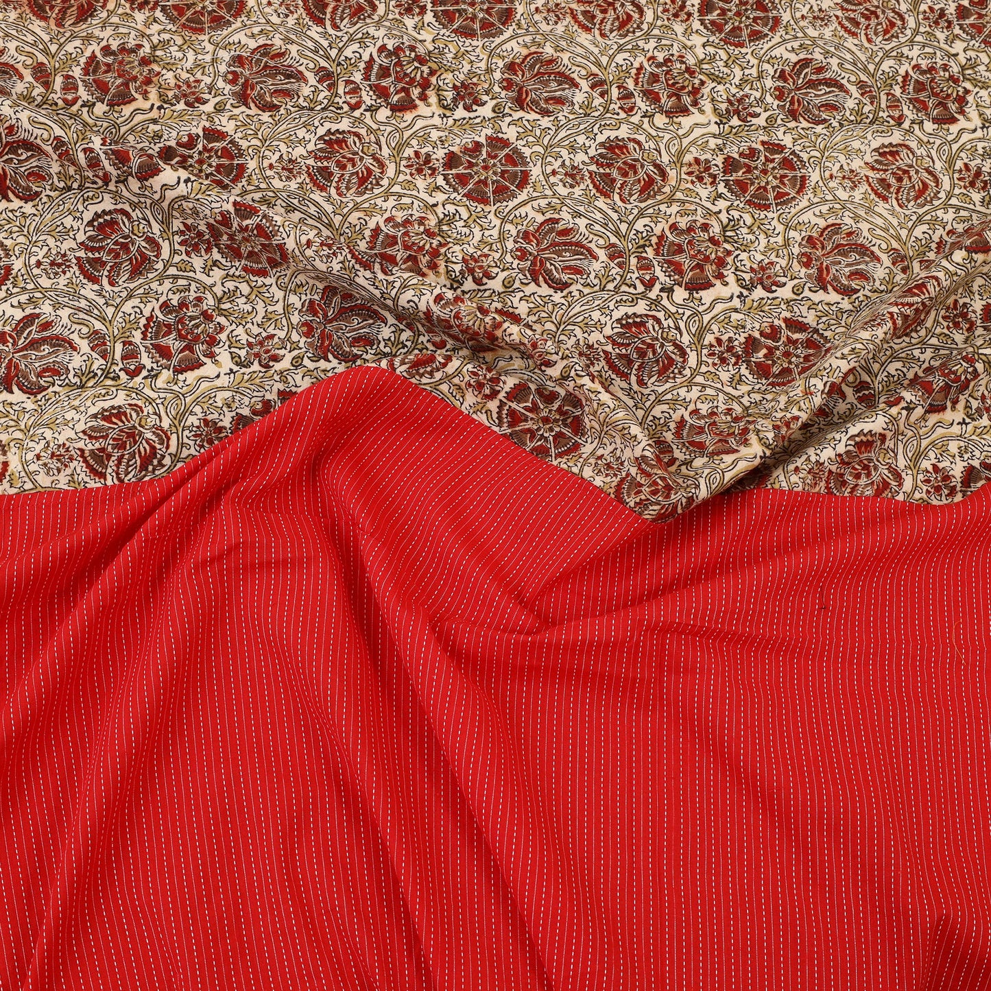 Kantha Stitch with Kalamkari Patch Cotton Bedsheet Set