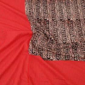 Red Kantha Stitch with Kalamkari Patch Cotton Bedsheet Set