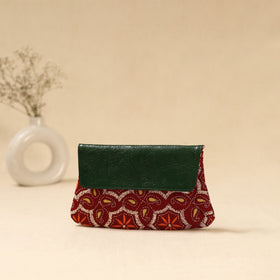 Hand clutch with embossed leather flap 19 - handcrafted