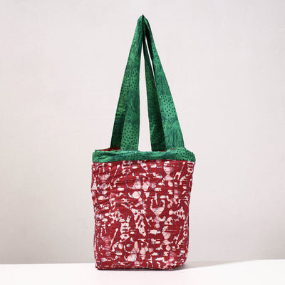  Kantha Work Block Print Cotton Shopping Bag 