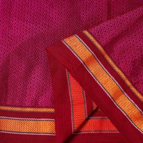 Red - karnataka weave cotton khun fabric 01 - handcrafted