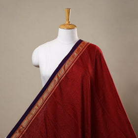 Red - karnataka weave cotton khun fabric 06 - handcrafted