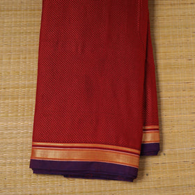 Red - karnataka weave cotton khun fabric 06 - handcrafted