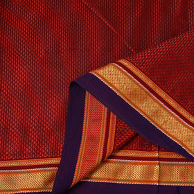 Red - karnataka weave cotton khun fabric 06 - handcrafted