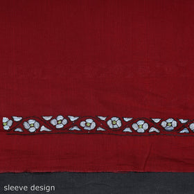 Red - Kashida Hand Embroidery Cotton Kurta Material (2.4m) 01