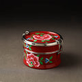  Kashmir Enamelware Floral Handpainted Stainless Steel 2 Tier Round Lunch Box 