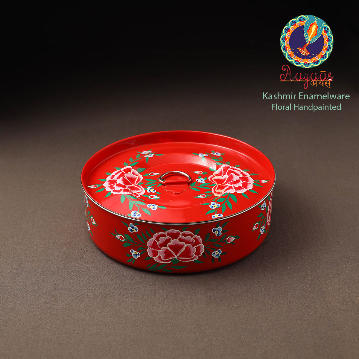 Kashmir enamelware floral handpainted stainless steel