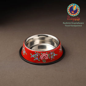 Kashmir enamelware floral handpainted stainless steel pet