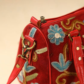  Red Kashmiri Crewel Hand Embroidery Handbag