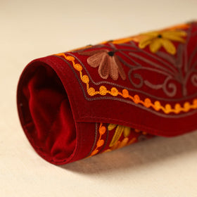 Red Kashmiri Crewel Hand Embroidery Velvet Clutch