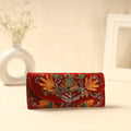  Red Kashmiri Crewel Hand Embroidery Velvet Travel Wallet