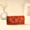  Red Kashmiri Crewel Hand Embroidery Velvet Travel Wallet