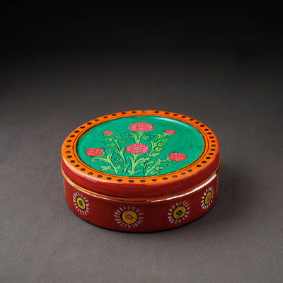  Kavad Handpainted Stainless Steel Red Masala Box 