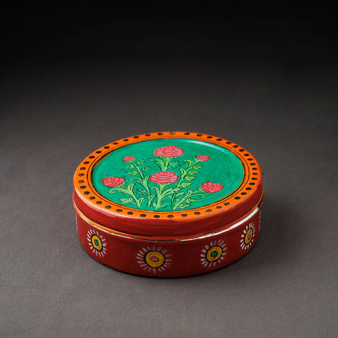  Kavad Handpainted Stainless Steel Red Masala Box 