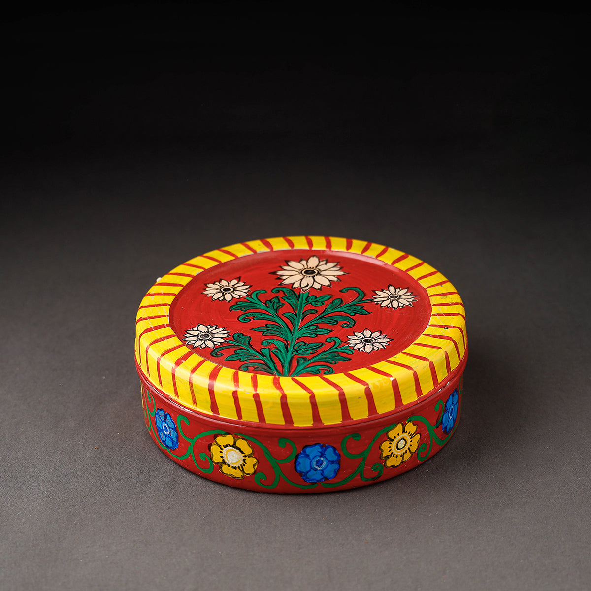  Kavad Handpainted Stainless Steel Red Masala Box