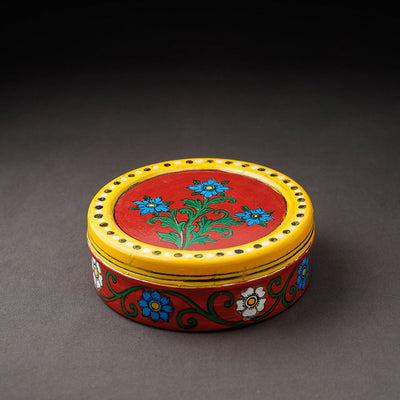  Kavad Handpainted Stainless Steel Red Masala Box 