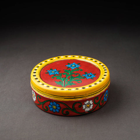  Kavad Handpainted Stainless Steel Red Masala Box 