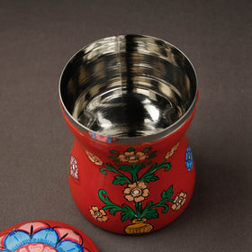 Red Kavad Handpainted Stainless Steel Multi Utility Canister