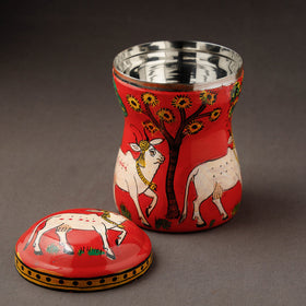 Red Kavad Handpainted Stainless Steel Multi Utility Canister