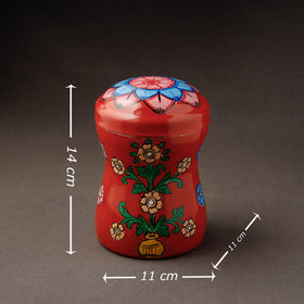 Red Kavad Handpainted Stainless Steel Multi Utility Canister
