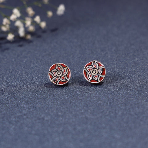 Buy Kerala Mural Handpainted Bamboo Stud Earrings Online at iTokri.com