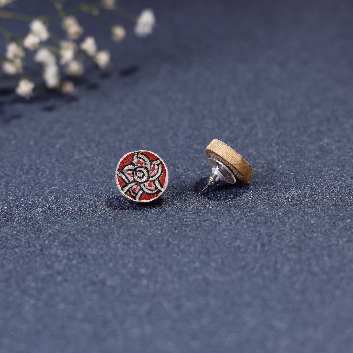 Buy Kerala Mural Handpainted Bamboo Stud Earrings Online at iTokri.com