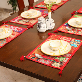 Red - khambadiya patchwork cotton table mats (set of 6) 03