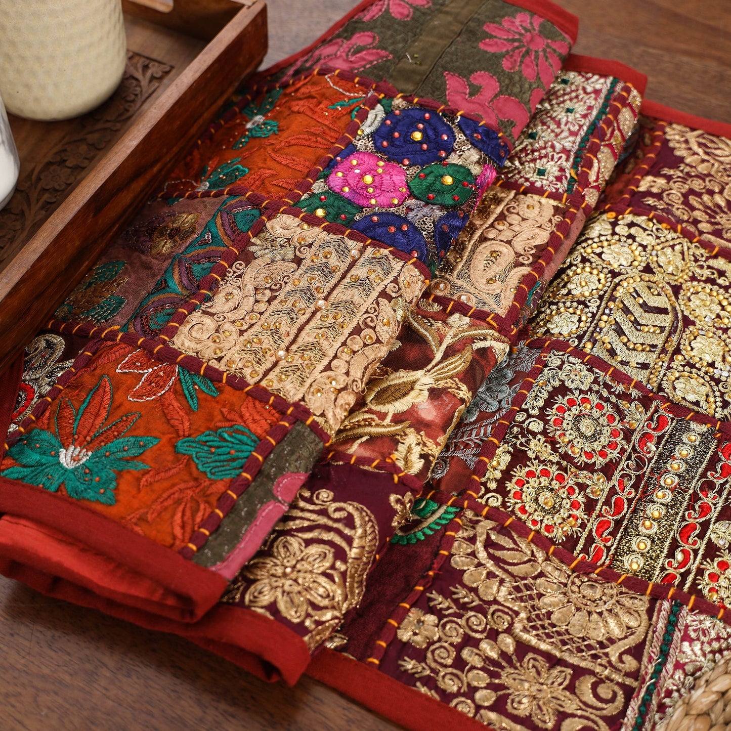 Khambadiya patchwork table runner (71 x 16 in) 09