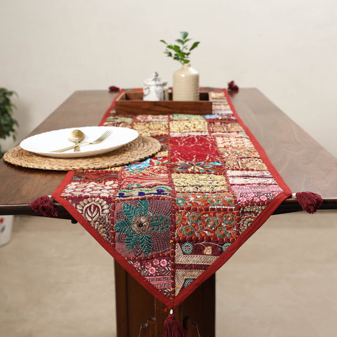 Khambadiya patchwork table runner (71 x 16 in) 09