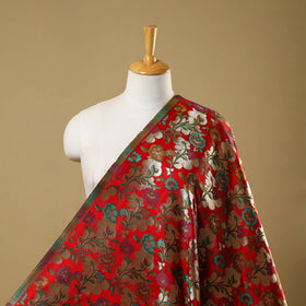 Red Art Silk Gold Zari Kimkhab Banarasi Brocade Fabric