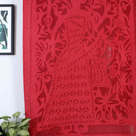 Red King Cutwork Cotton Barmer Applique Window Curtain