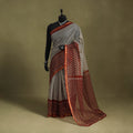 Red - kota doria cotton bagru saree 14 - handcrafted