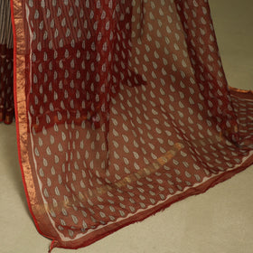 Red - kota doria cotton bagru saree 14 - handcrafted