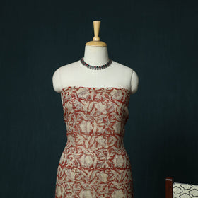 Red - kota doria cotton hand block bagru print 3pc