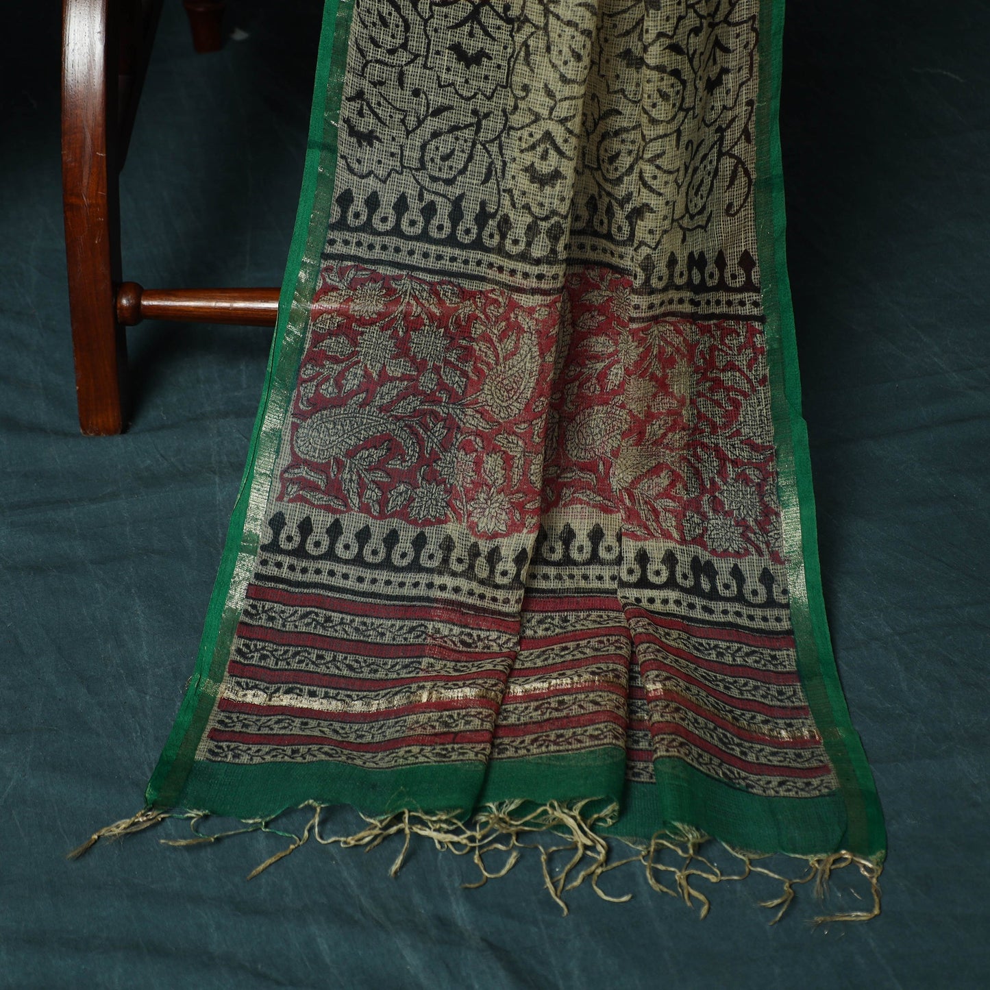 Kota doria cotton hand block bagru print 3pc unstitched