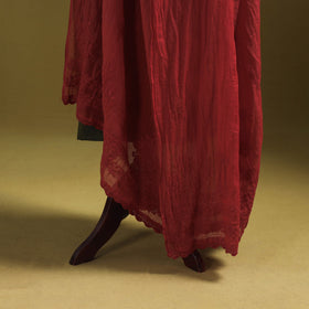 Red - kota doria cotton hand embroidered lucknowi