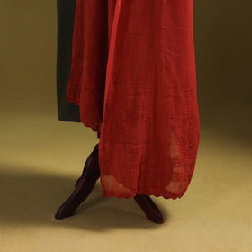Red - kota doria cotton hand embroidered lucknowi