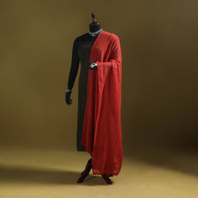 Red - kota doria cotton hand embroidered lucknowi