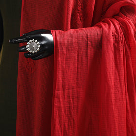 Red - kota doria cotton hand embroidered lucknowi