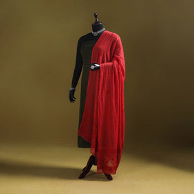 Red - kota doria cotton hand embroidered lucknowi