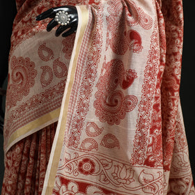 Kota doria cotton printed kalamkari saree 19 - handcrafted
