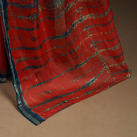 Red - kota doria silk tie-dye shibori saree 11 - handcrafted